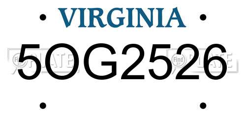 5OG2526 Virginia License Plate