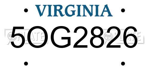 5OG2826 Virginia License Plate