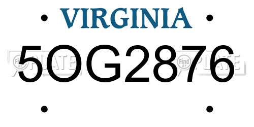5OG2876 Virginia License Plate