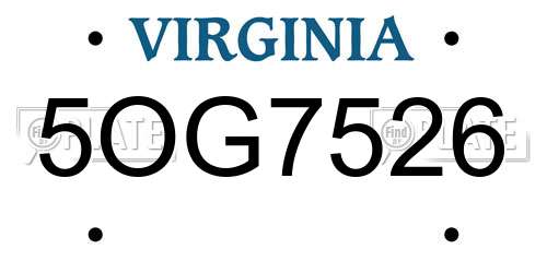 5OG7526 Virginia License Plate