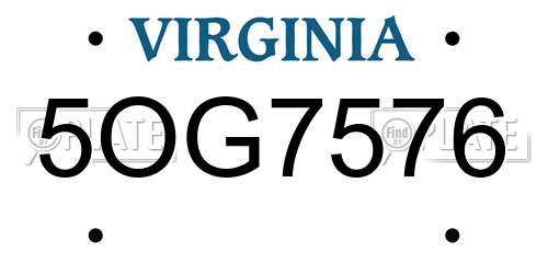 5OG7576 Virginia License Plate