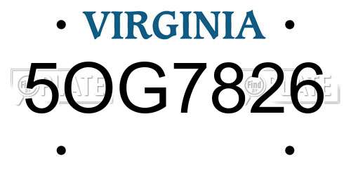 5OG7826 Virginia License Plate