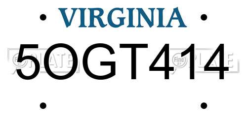 5OGT414 Virginia License Plate