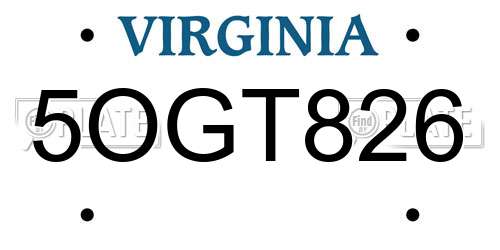 5OGT826 Virginia License Plate