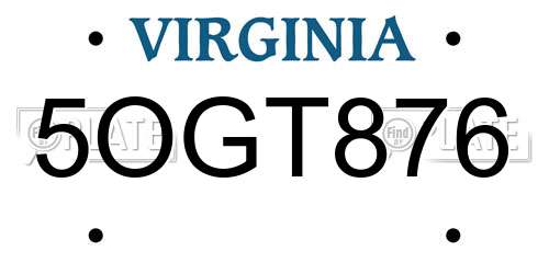 5OGT876 Virginia License Plate