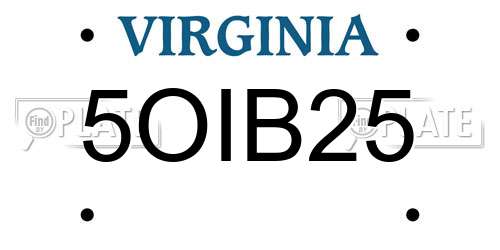 5OIB25 Virginia License Plate