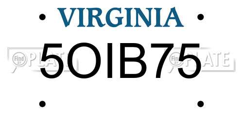 5OIB75 Virginia License Plate