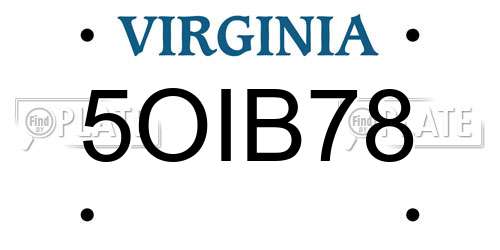 5OIB78 Virginia License Plate