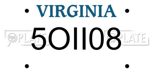 5OII08 Virginia License Plate