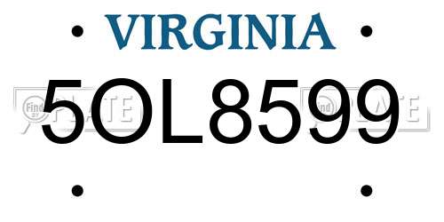 5OL8599 Virginia License Plate