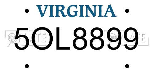 5OL8899 Virginia License Plate