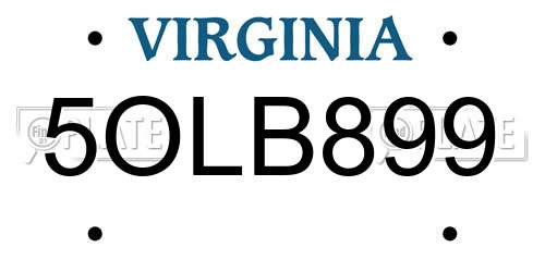 5OLB899 Virginia License Plate