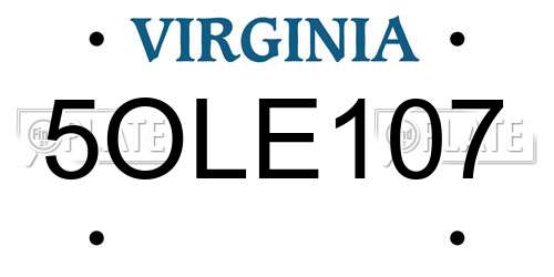 5OLE107 Virginia License Plate