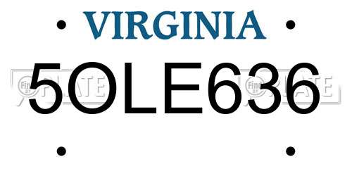 5OLE636 Virginia License Plate