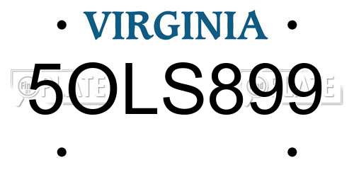 5OLS899 Virginia License Plate