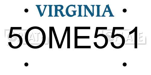 5OME551 Virginia License Plate
