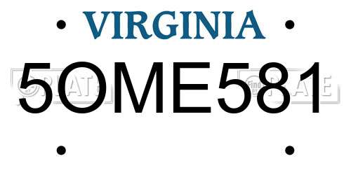 5OME581 Virginia License Plate