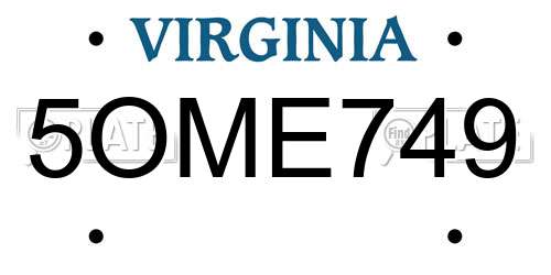 5OME749 Virginia License Plate