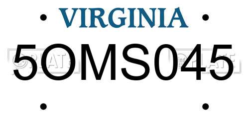 5OMS045 Virginia License Plate