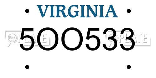 5OO533 Virginia License Plate