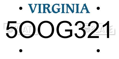 5OOG321 Virginia License Plate