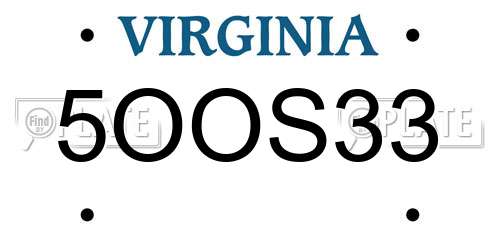 5OOS33 Virginia License Plate