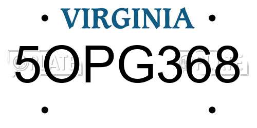 5OPG368 Virginia License Plate