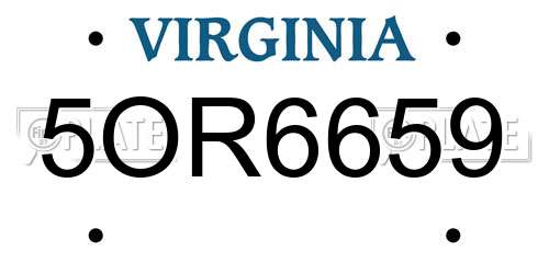 5OR6659 Virginia License Plate