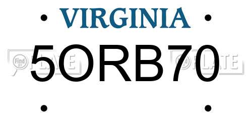 5ORB70 Virginia License Plate