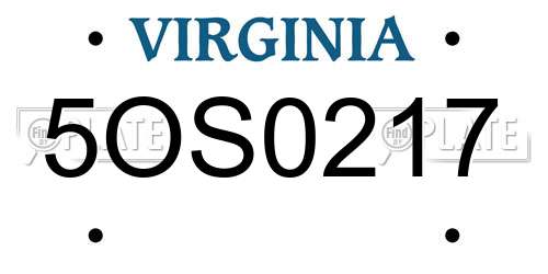5OS0217 Virginia License Plate