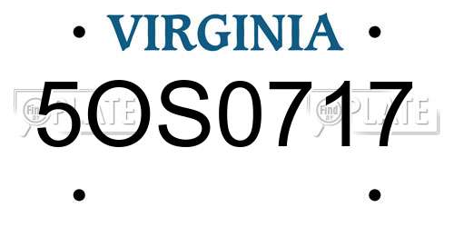 5OS0717 Virginia License Plate
