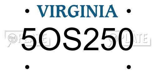 5OS250 Virginia License Plate