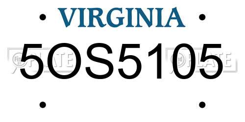 5OS5105 Virginia License Plate