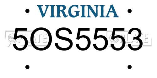 5OS5553 Virginia License Plate