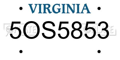 5OS5853 Virginia License Plate