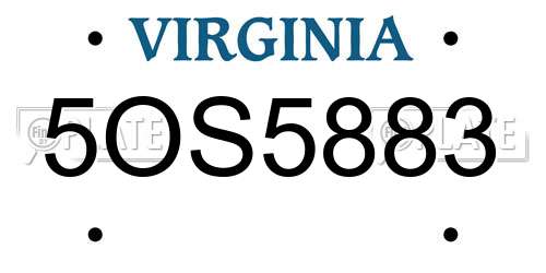 5OS5883 Virginia License Plate