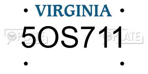 5OS711 Virginia License Plate