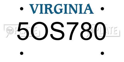 5OS780 Virginia License Plate
