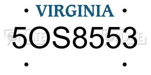 5OS8553 Virginia License Plate