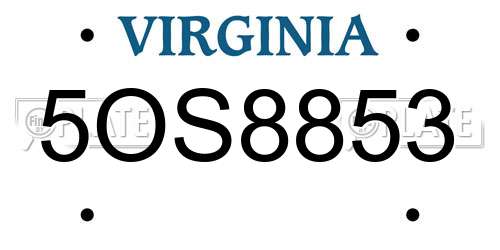 5OS8853 Virginia License Plate