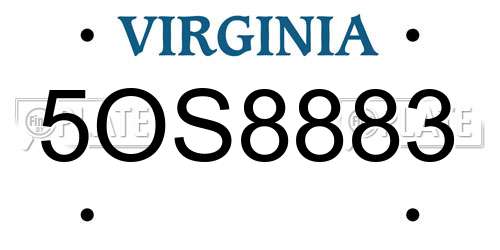 5OS8883 Virginia License Plate