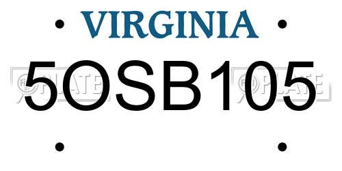 5OSB105 Virginia License Plate