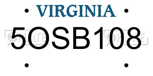 5OSB108 Virginia License Plate
