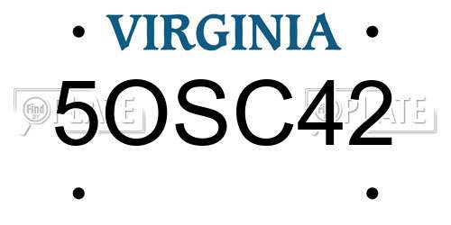 5OSC42 Virginia License Plate