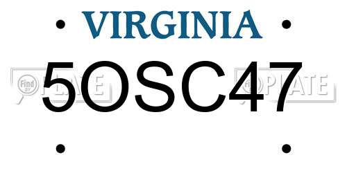 5OSC47 Virginia License Plate