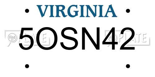 5OSN42 Virginia License Plate