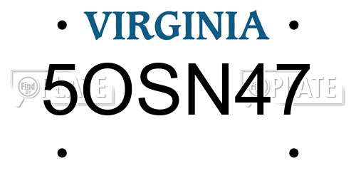 5OSN47 Virginia License Plate