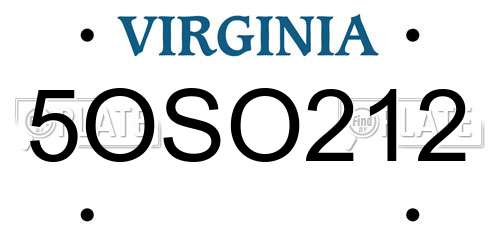 5OSO212 Virginia License Plate