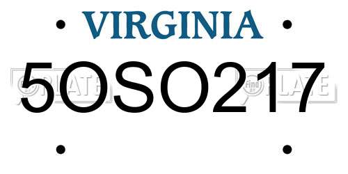 5OSO217 Virginia License Plate