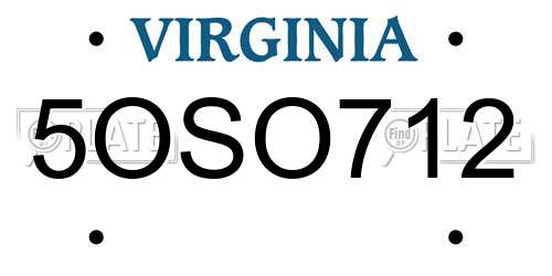 5OSO712 Virginia License Plate